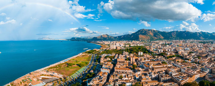 Aerial panoramic view of palermo town in sicily.