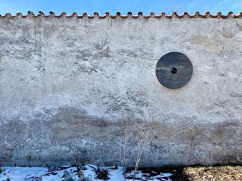 An old wall in winter 