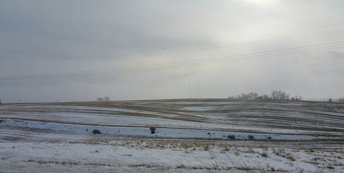 Scenic view of field against sky during winter