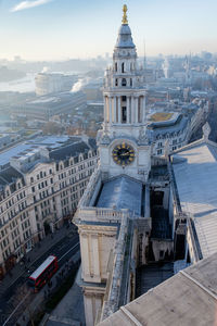 High angle view of cathedral in city