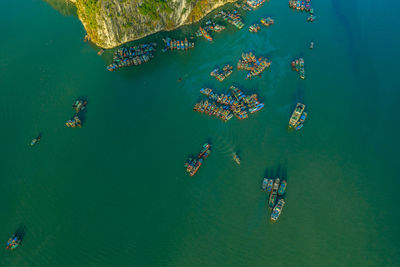 High angle view of boat in sea