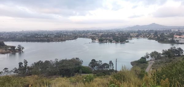 Scenic view of lake against sky