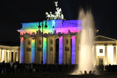 Illuminated building at night