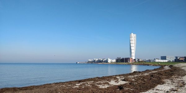 Scenic view of sea against clear sky