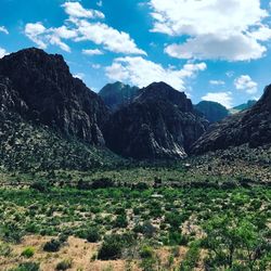 Scenic view of mountains against sky