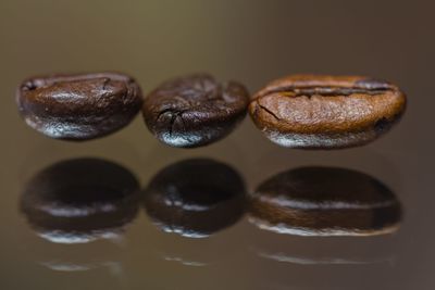 Close-up of coffee beans against white background