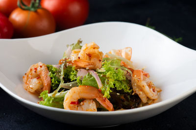 Close-up of salad in bowl on table