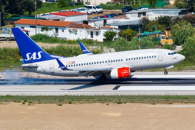 Airplane on airport runway