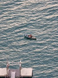 High angle view of man on sea