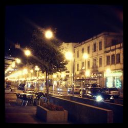 Illuminated street light at night