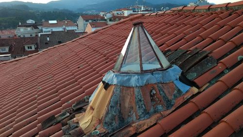 High angle view of roof of building