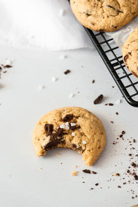 High angle view of cookie on table