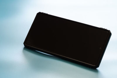 High angle view of laptop on table