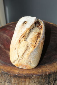 High angle view of bread on cutting board