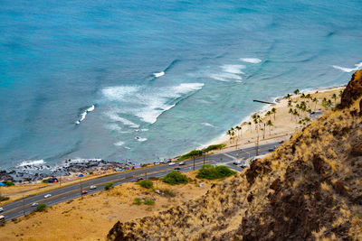 High angle view of beach