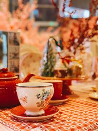 Close-up of tea served on table