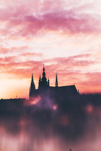 Prague castle at magic sunset with magic reflection.