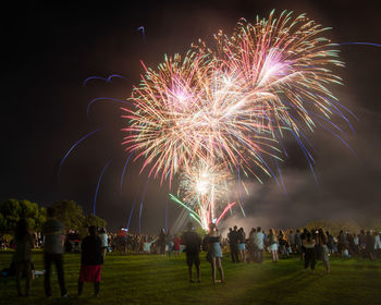 Firework display at night