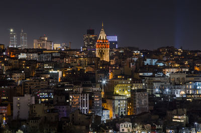 Illuminated city at night