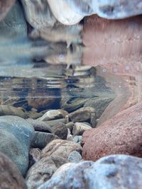 Surface level of stones on shore