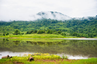 Scenic view of lake against sky