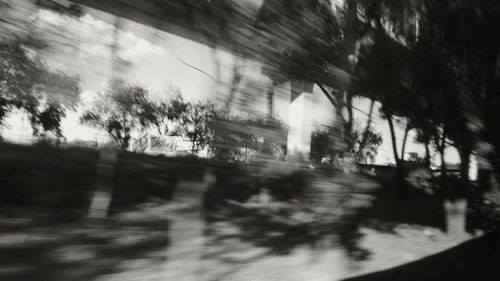 Blurred motion of car on street at night