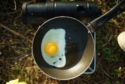 High angle view of breakfast on table