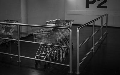 Shopping carts on tiled floor