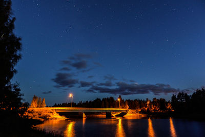 Scenic view of lake against sky at night