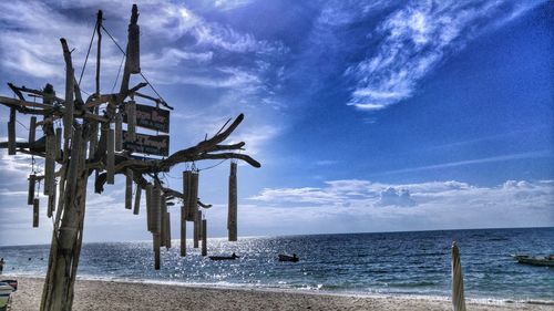 Scenic view of sea against cloudy sky