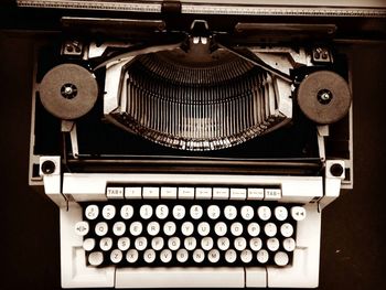 High angle view of old-fashioned typewriter on table