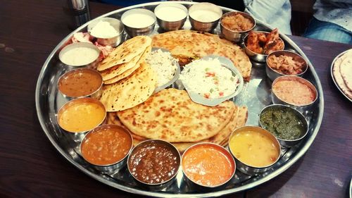 Close-up of breakfast on table