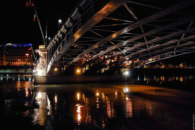 Illuminated building at night