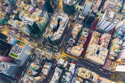 High angle view of buildings in city