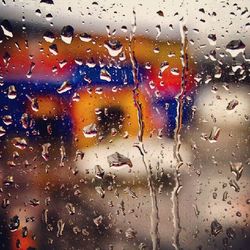 Close-up of water drops on glass