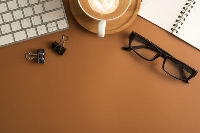 Directly above shot of coffee cup on table