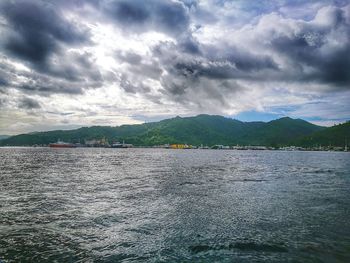 Scenic view of sea against cloudy sky