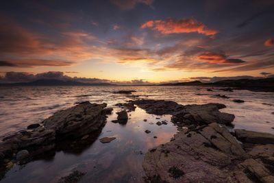 Scenic view of sea against cloudy sky