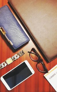 Close-up high angle view of objects on table