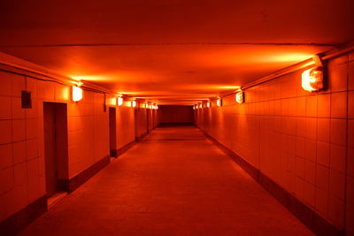 Illuminated corridor of building