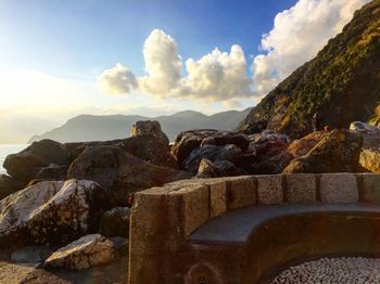 Panoramic view of mountains against sky