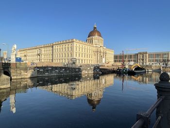 Reflection of building in canal