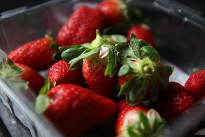 Close-up of strawberries in bowl