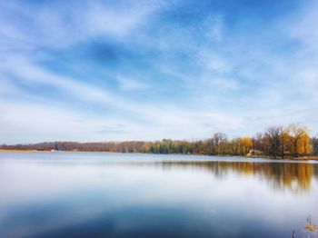 Scenic view of lake against sky