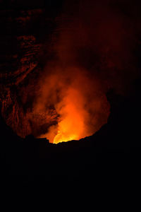 Scenic view of mountain against sky at night