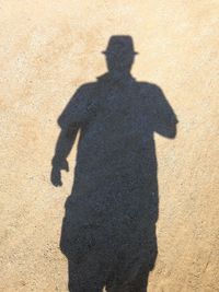 Shadow of man on beach