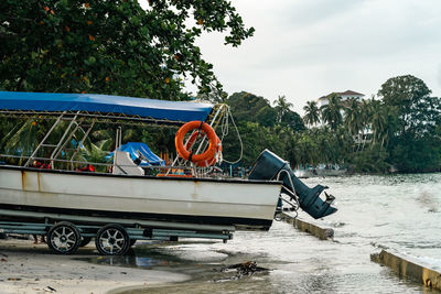 Taxi tourist speed boat at the beach.