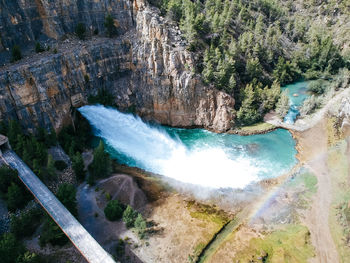 High angle view of waterfall