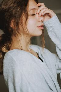 Close-up portrait of woman