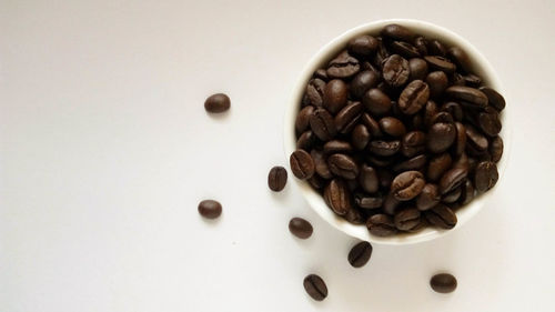 High angle view of coffee beans